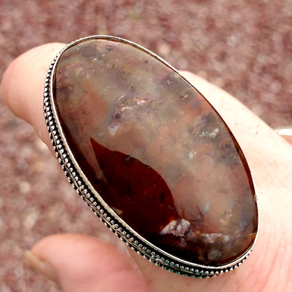 New Huge Moroccan Seam Agate 925 Silver Ring - Picture 6 of 11